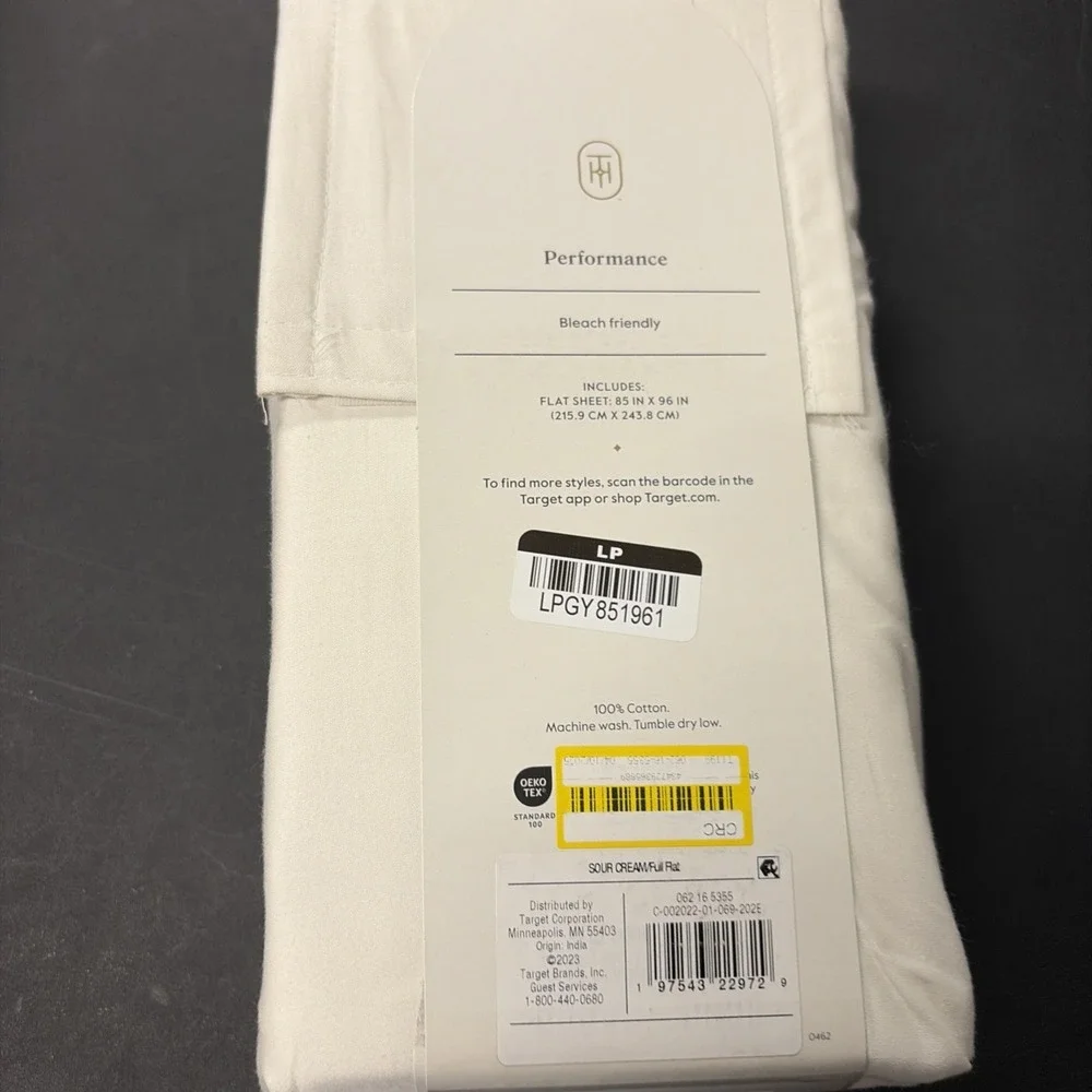 Threshold FULL Performance Flat Sheet Silky Soft Sateen SOUR CREAM 400 TC 20558